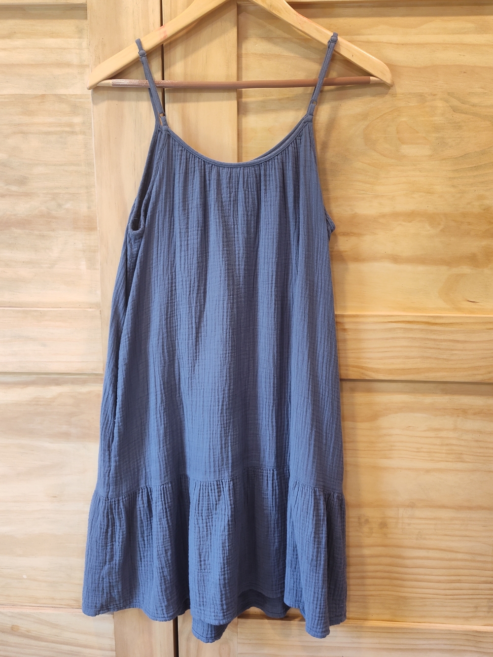 Universal Thread Dusty Blue Gauzy Spaghetti-Strap Tiered Mini Sundress | M - Picture 2 of 4